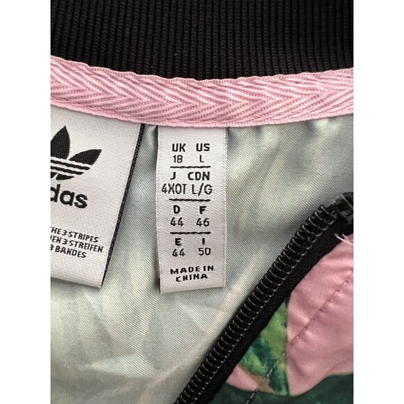 Adidas Womens Tropical Leaf Farm Rio Print Pink & Green Track Jacket Size L - Picture 5 of 10